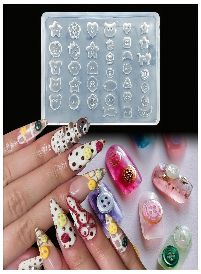 BHCCXZ 3D Buttons Gel Nail Art Mold Silicone Tools Nails Button Small Model Resin Buckle Molds for Accessories Supplies - Image 1